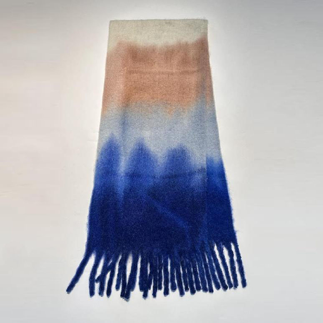 Tie-dyed Wool Blend Woven Scarf