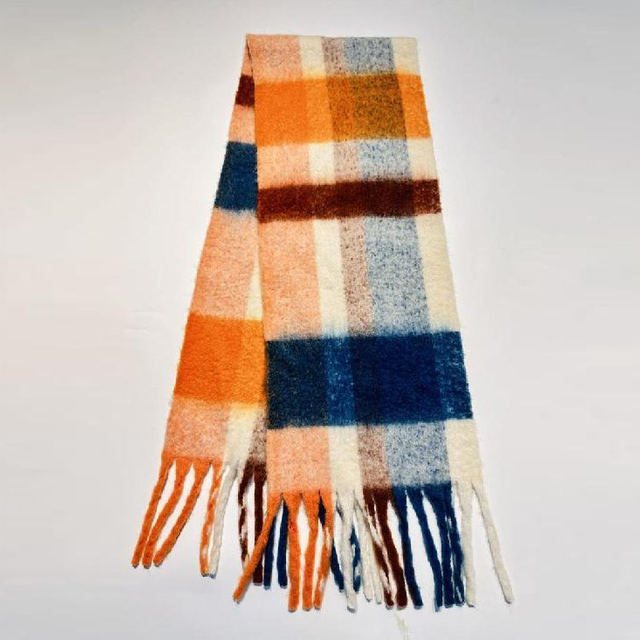 Plaid Wool Blend Woven Scarf