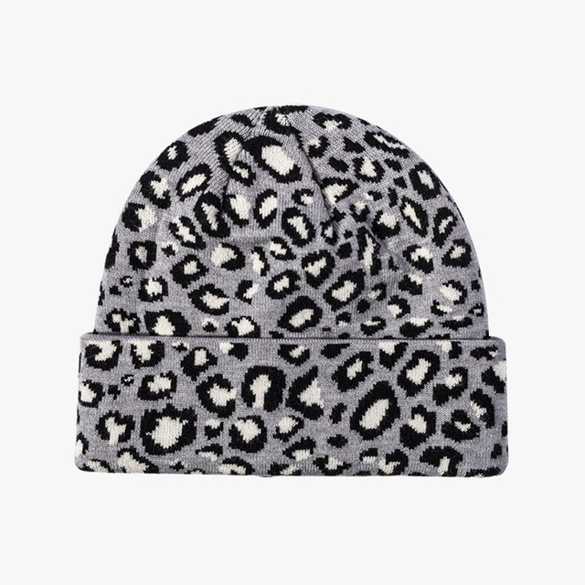Knitted Leopard Print Beanie