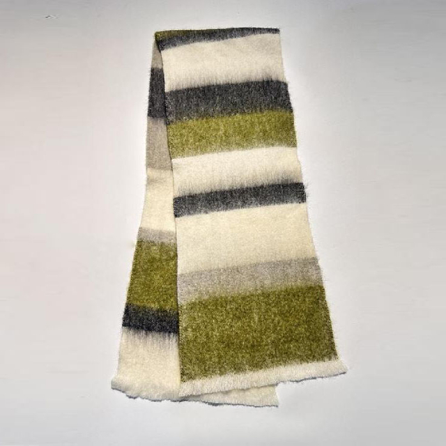 Stripe Wool Blend Woven Scarf